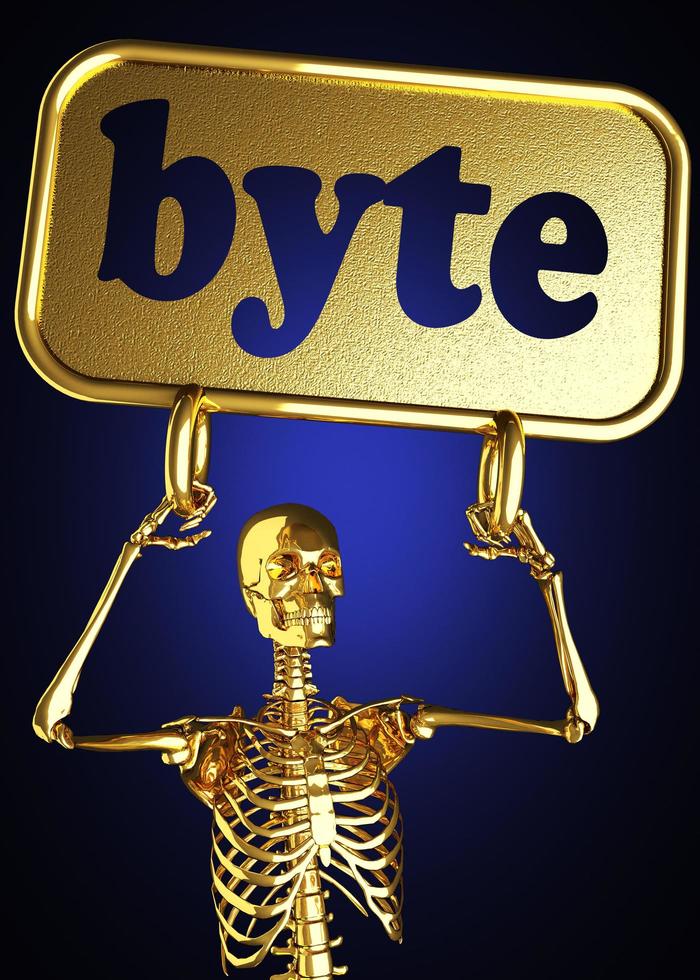 palabra byte y esqueleto dorado foto