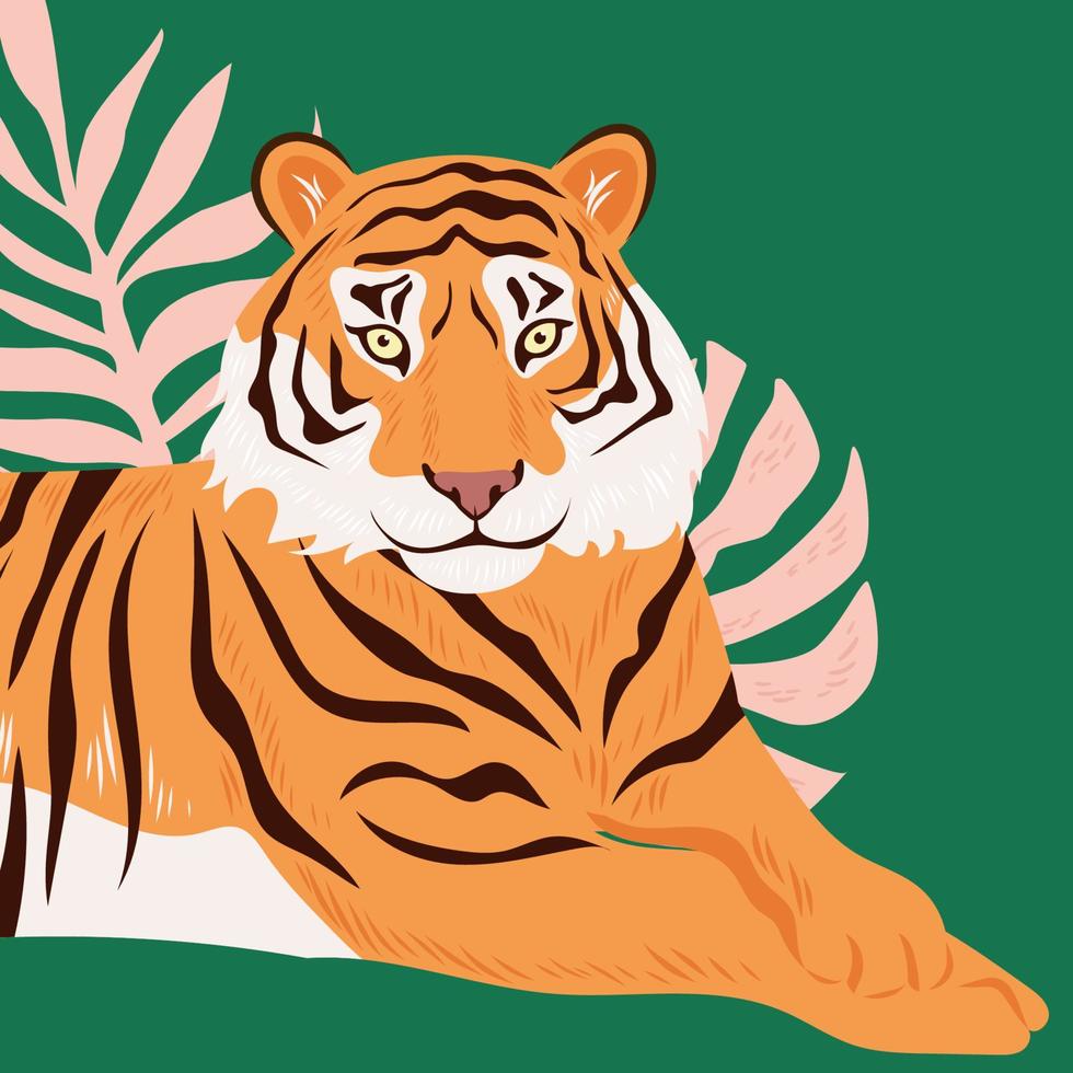 Chinese New Year. Tigers modern greeting card. Symbol of 2022 vector