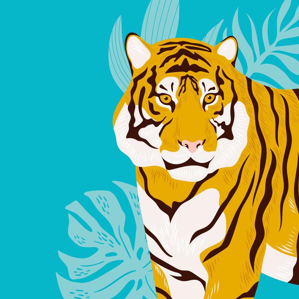 Chinese New Year. Tigers modern greeting card. Symbol of 2022 vector