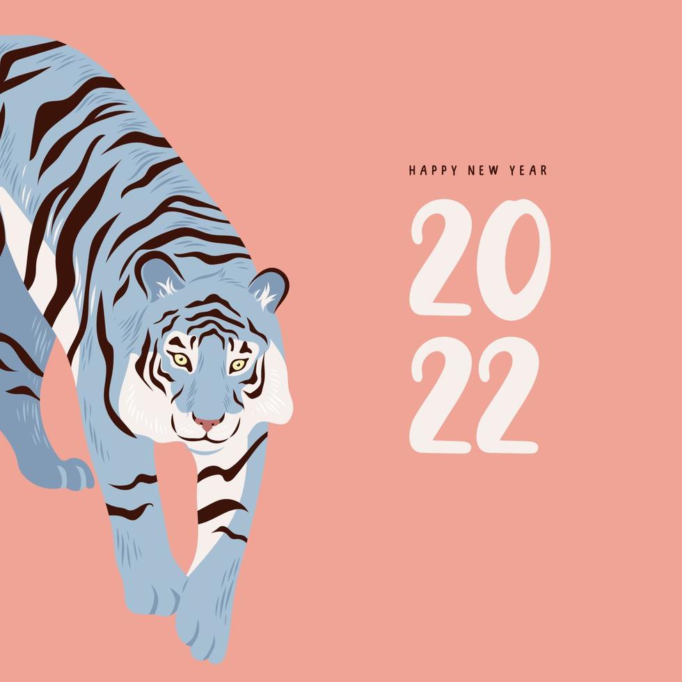 Chinese New Year. Tigers modern greeting card. Symbol of 2022 vector