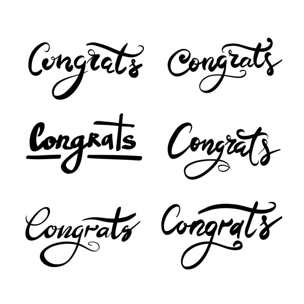 Congrats lettering set. Hand drawn typography vector