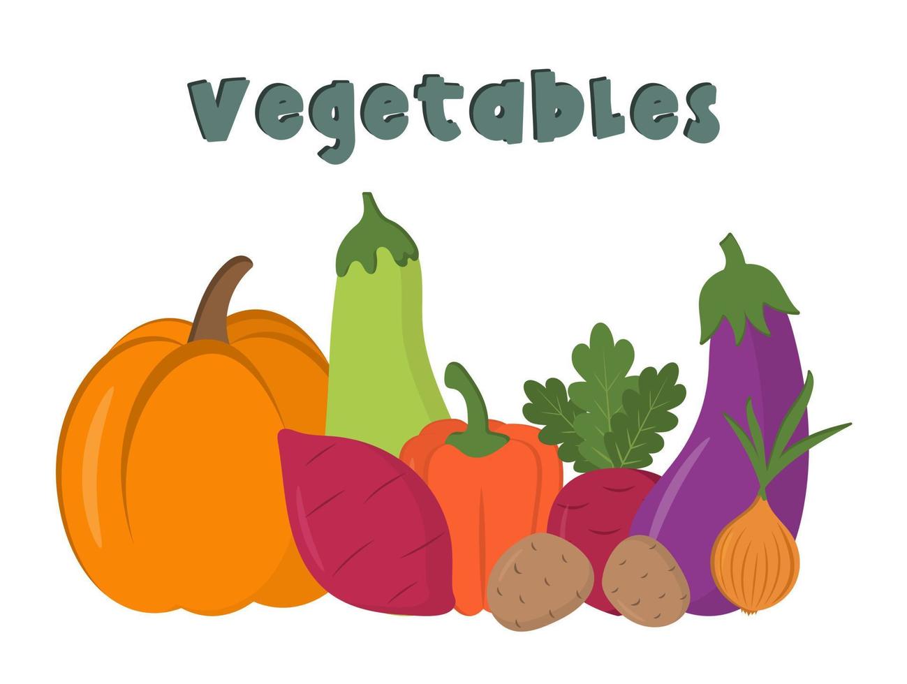 Flashcards for kids with collection of vegetables onion, eggplant ...