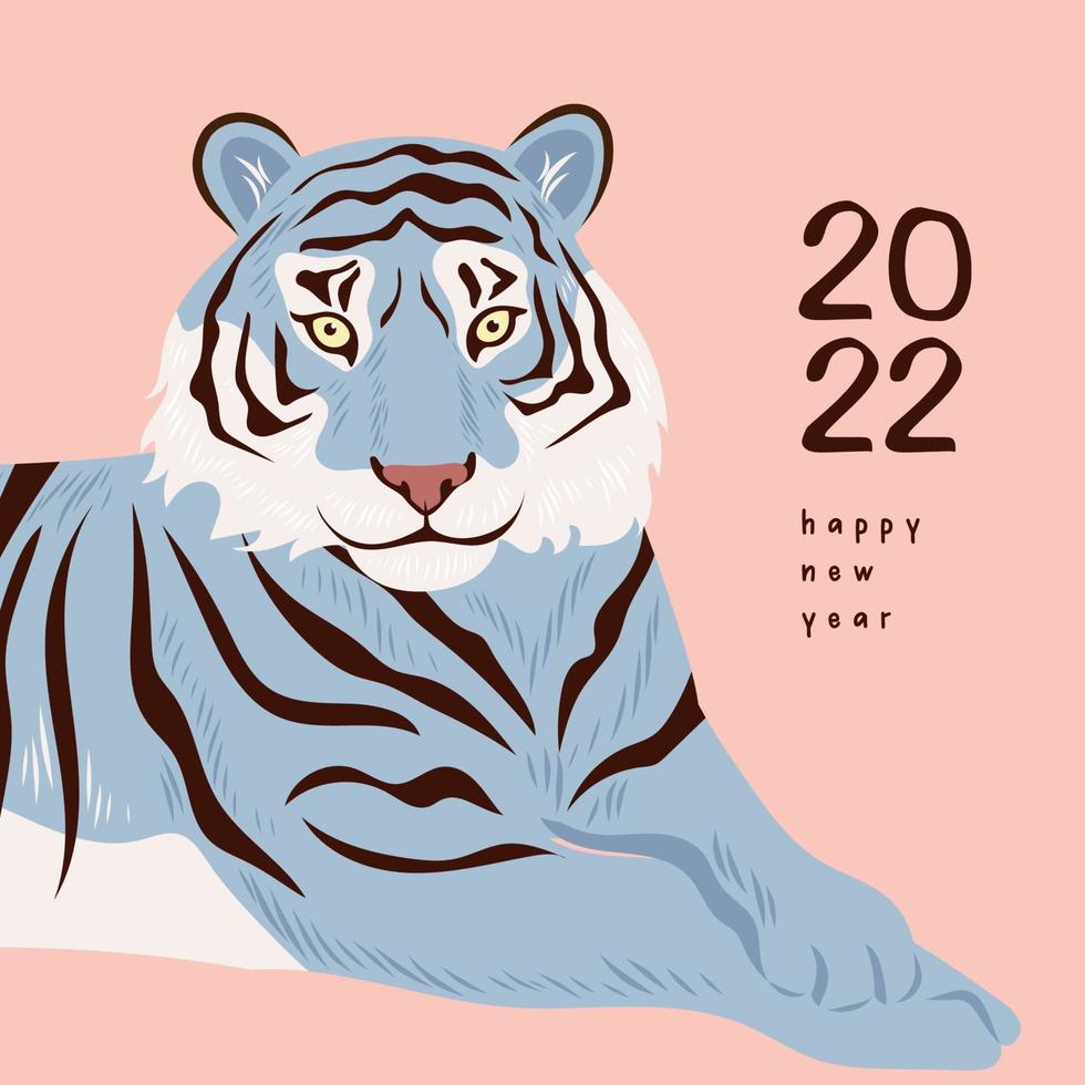 Chinese New Year. Tigers modern greeting card. Symbol of 2022 vector
