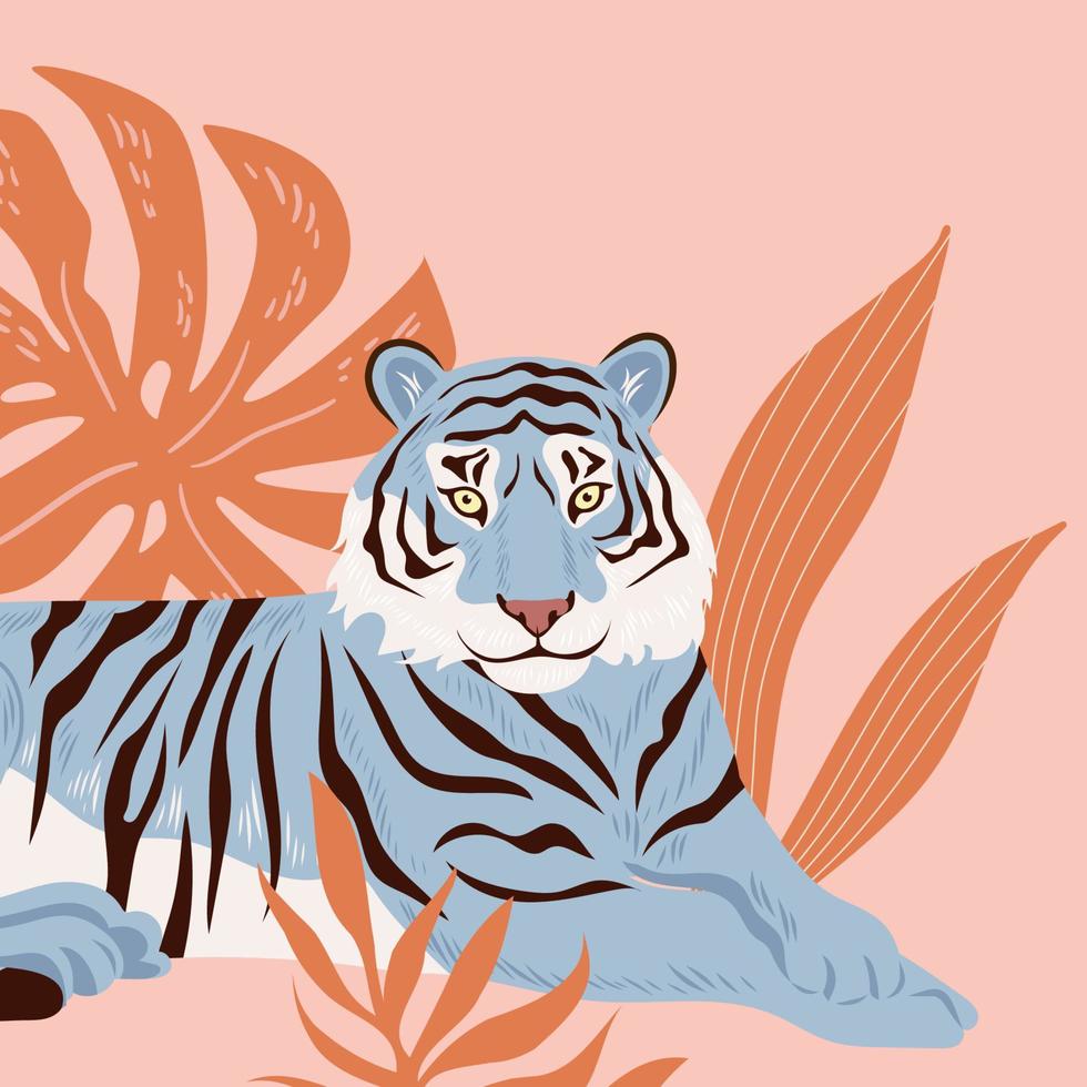 Chinese New Year. Tigers modern greeting card. Symbol of 2022 vector