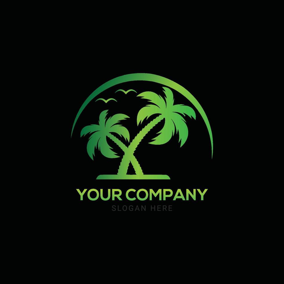 green palm tree, tree logo design vector