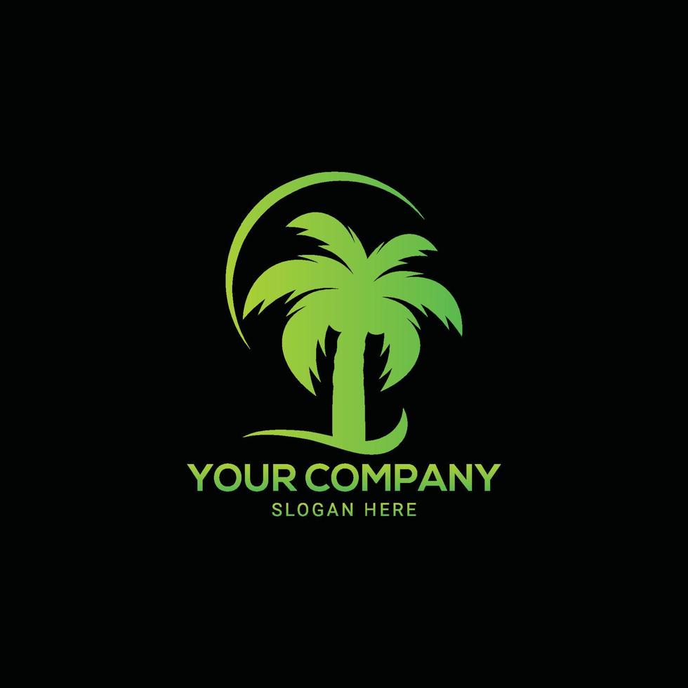 green palm tree, tree logo design vector