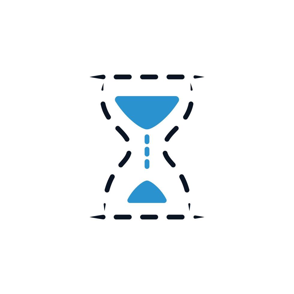 icono de reloj de arena vector de símbolo de vidrio de arena negra simple