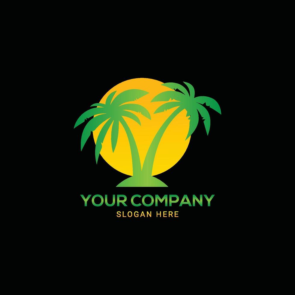 green palm tree, tree logo design vector