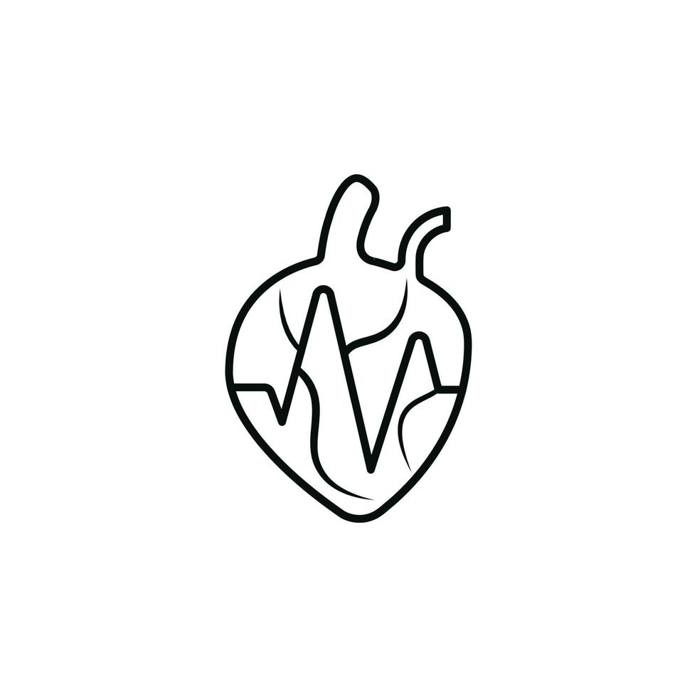 human heart and heartbeat icon vector