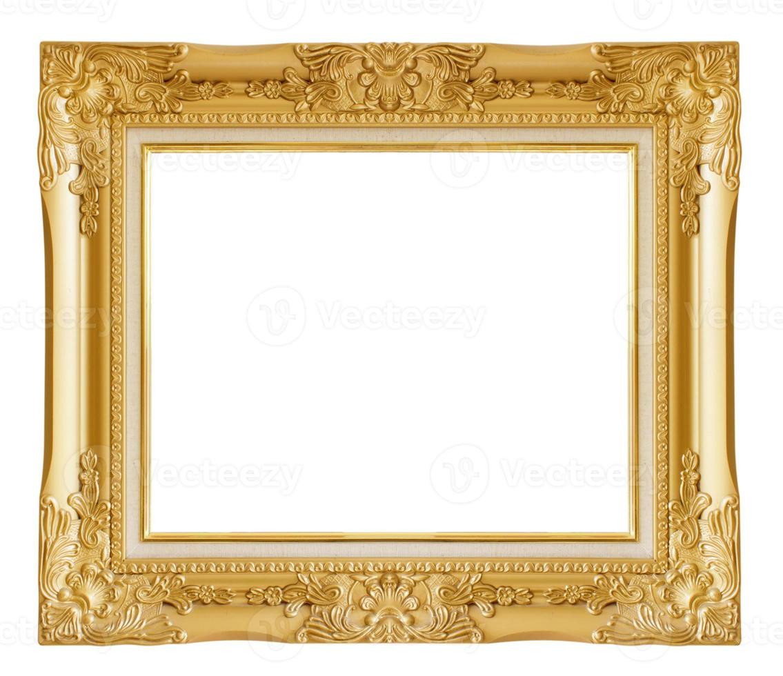 gold picture frame. Isolated over white background photo