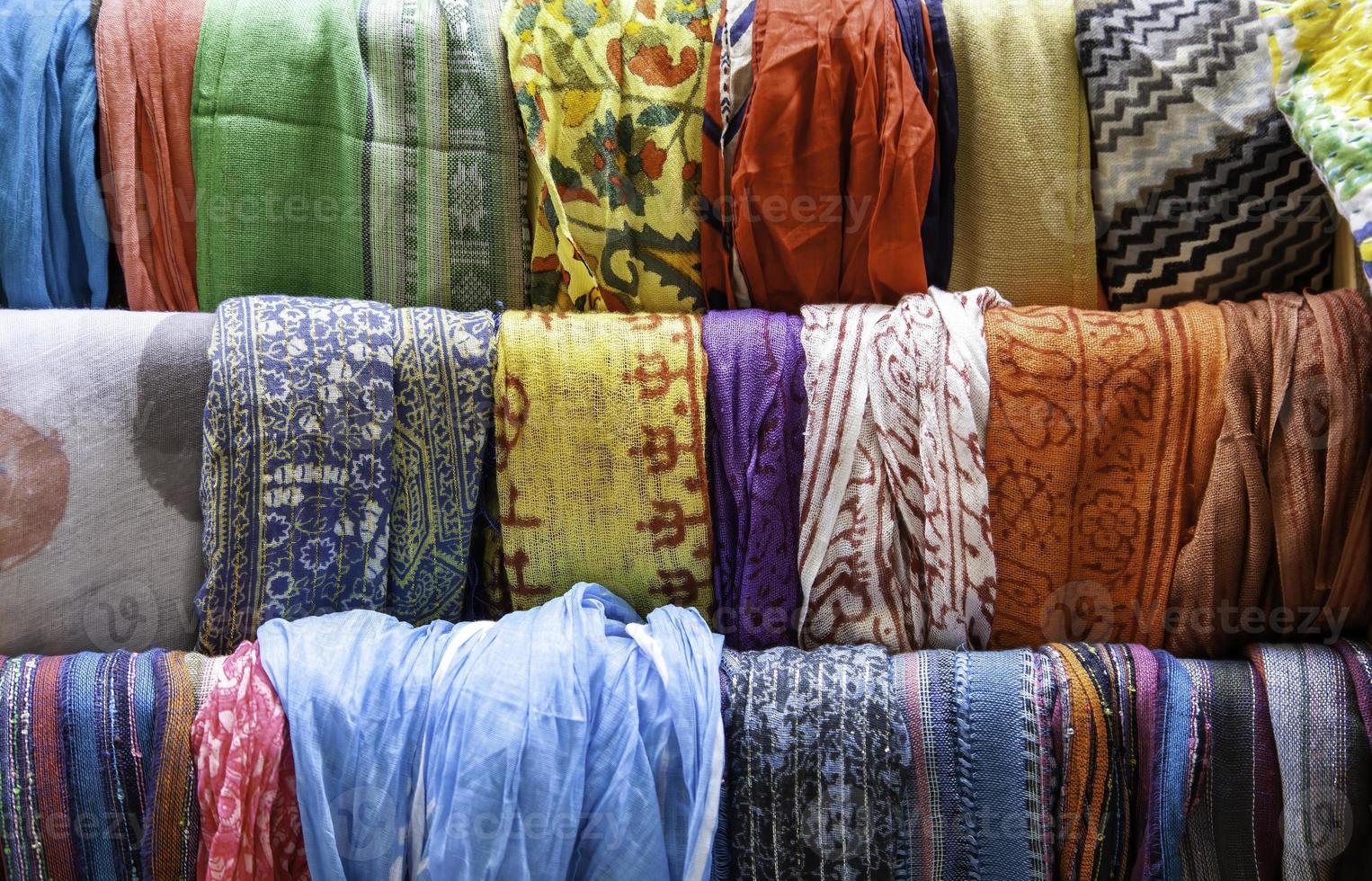 Colored scarves in a market photo