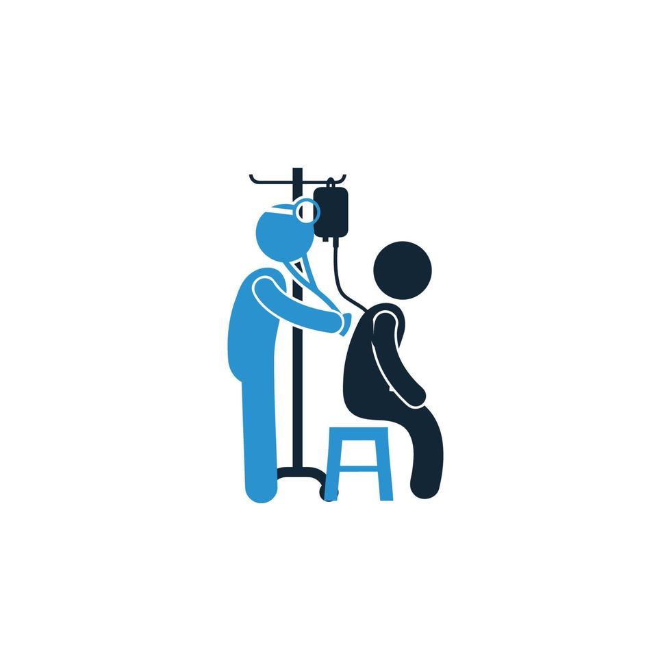 doctor and patient treatment icon vector