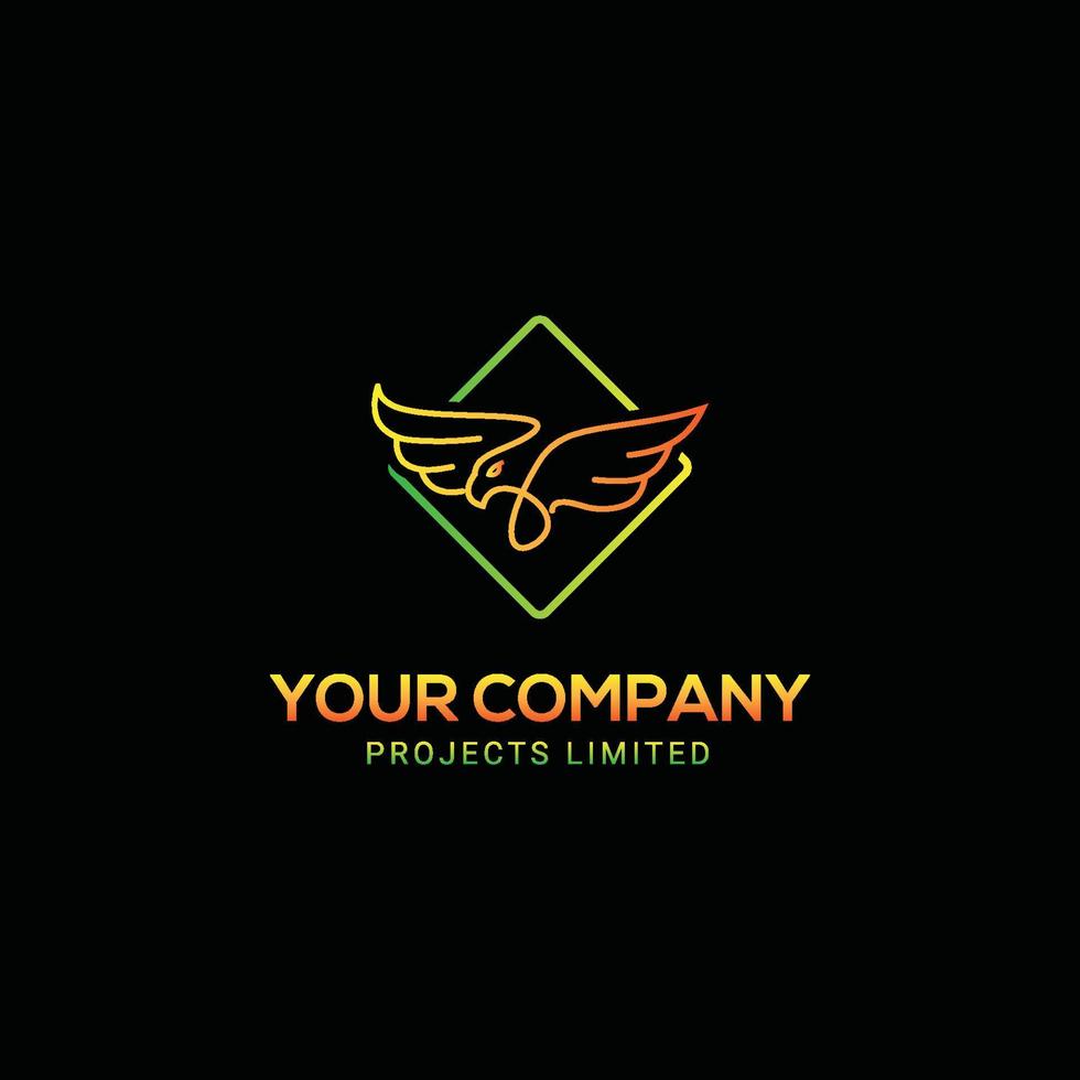 Eagle Logo Template, creative simple phoenix bird circle logo concept vector