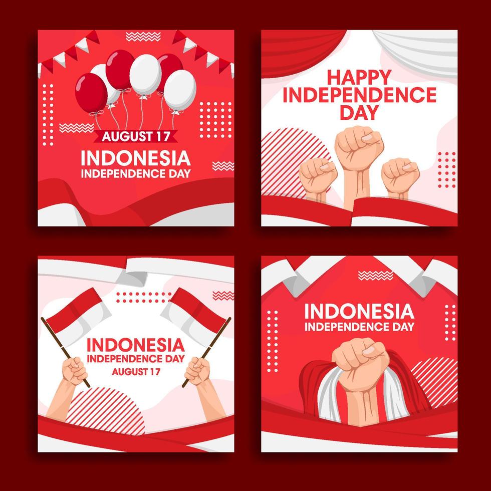 redes sociales del día de la independencia de indonesia vector