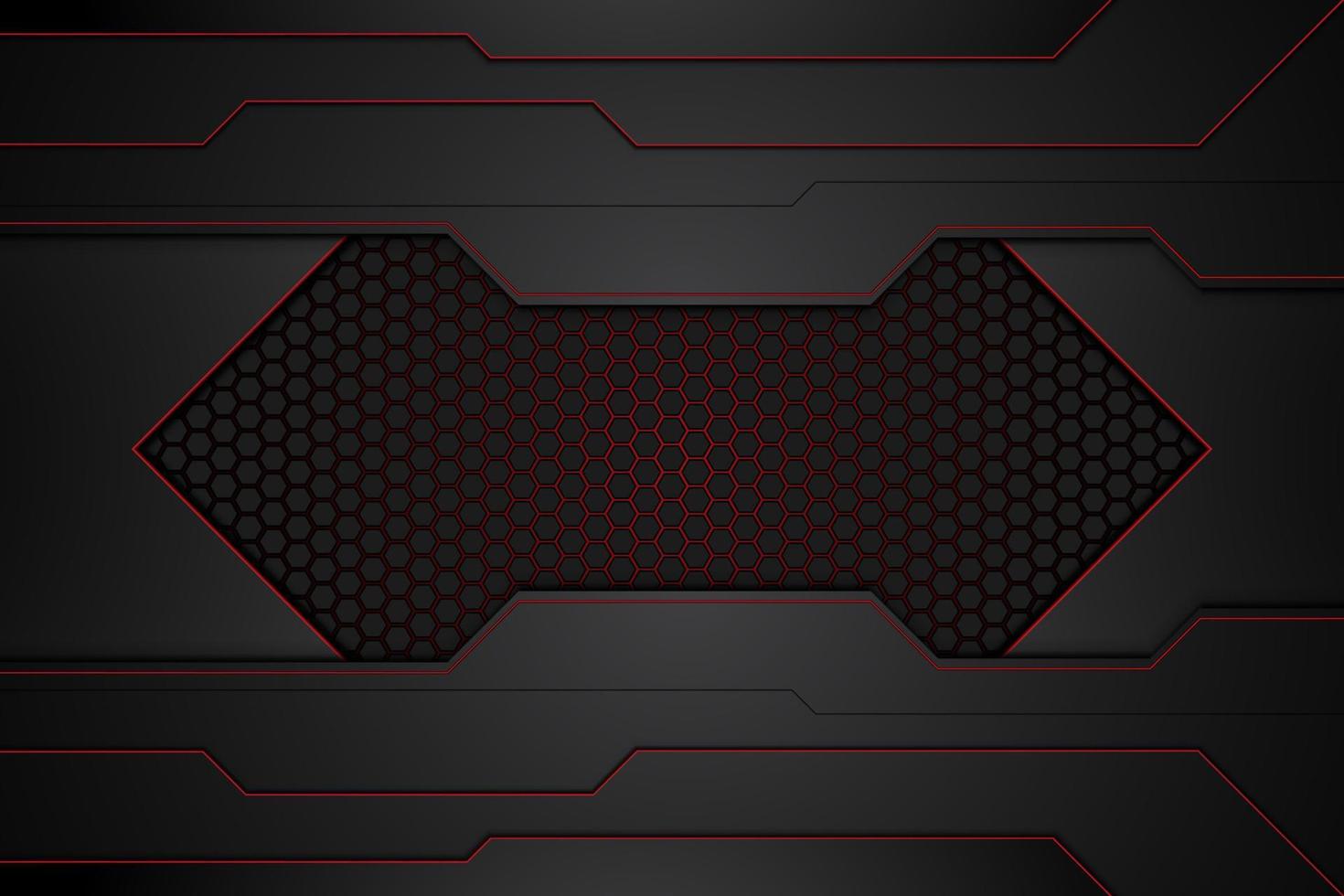 metal plate black and contrast red stripes on steel mesh. template modern technology design background. vector illustration