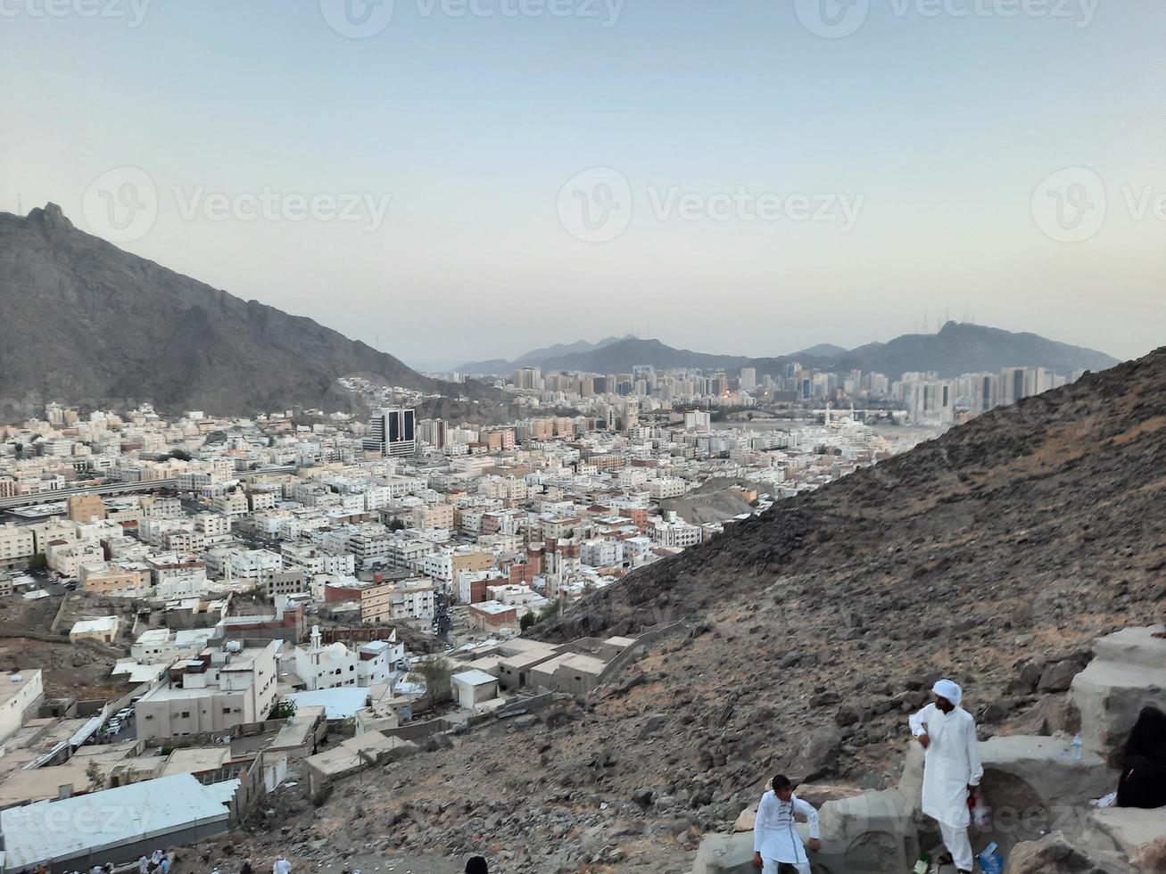 Beautiful view of Jabal  Al Noor mountain in Mecca. Hira Cave is located on the top of Jabal Al Noor mountain where visitors from all over the world come to visit. photo