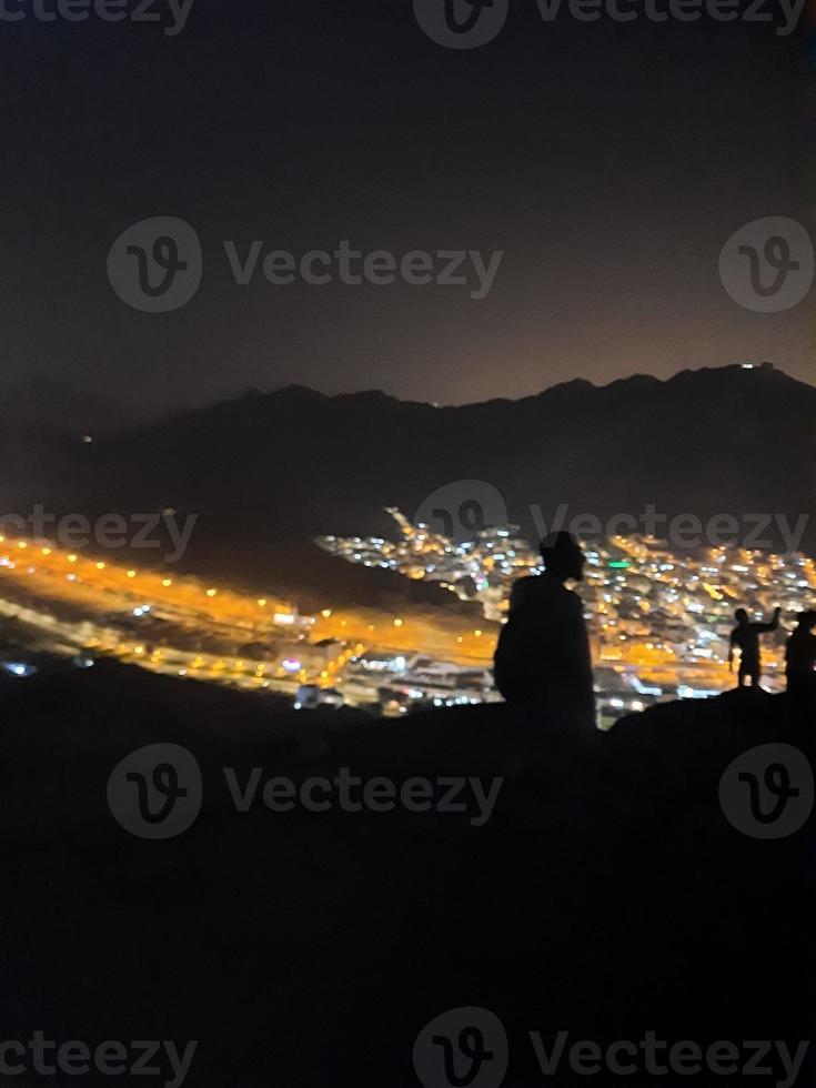 Beautiful view of Jabal  Al Noor mountain in Mecca. Hira Cave is located on the top of Jabal Al Noor mountain where visitors from all over the world come to visit. photo