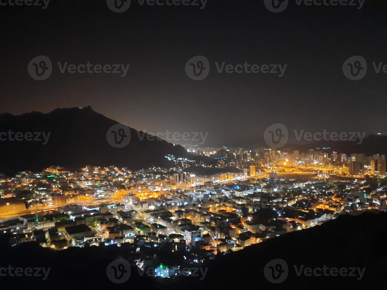 Beautiful view of Jabal  Al Noor mountain in Mecca. Hira Cave is located on the top of Jabal Al Noor mountain where visitors from all over the world come to visit. photo