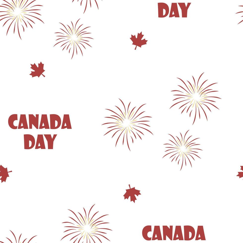 Canada Day Firework Seamless Pattern on Transparent Background, Vector