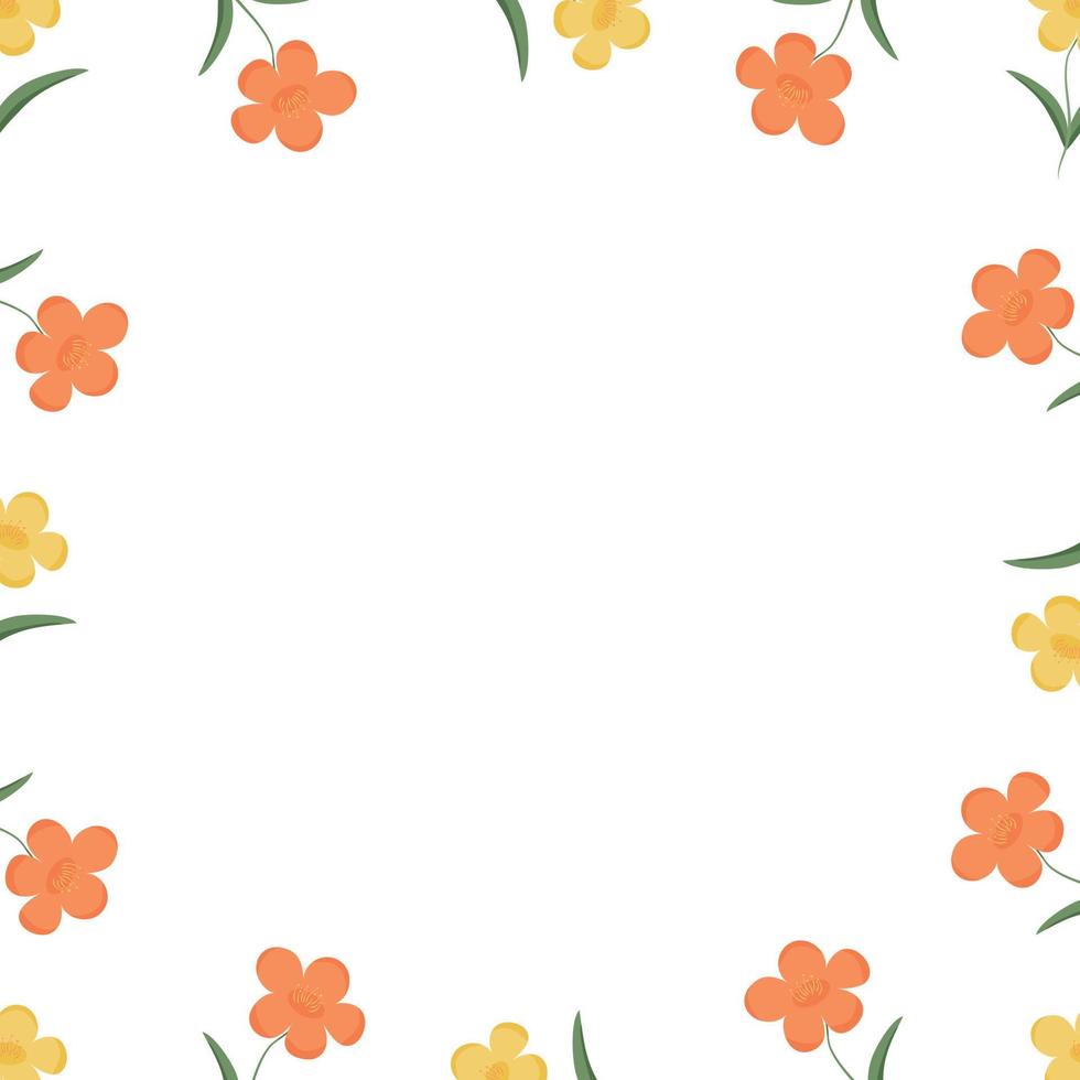 Orange and Yellow Flower Border with Space for Text, Vector, Maio Laranja vector