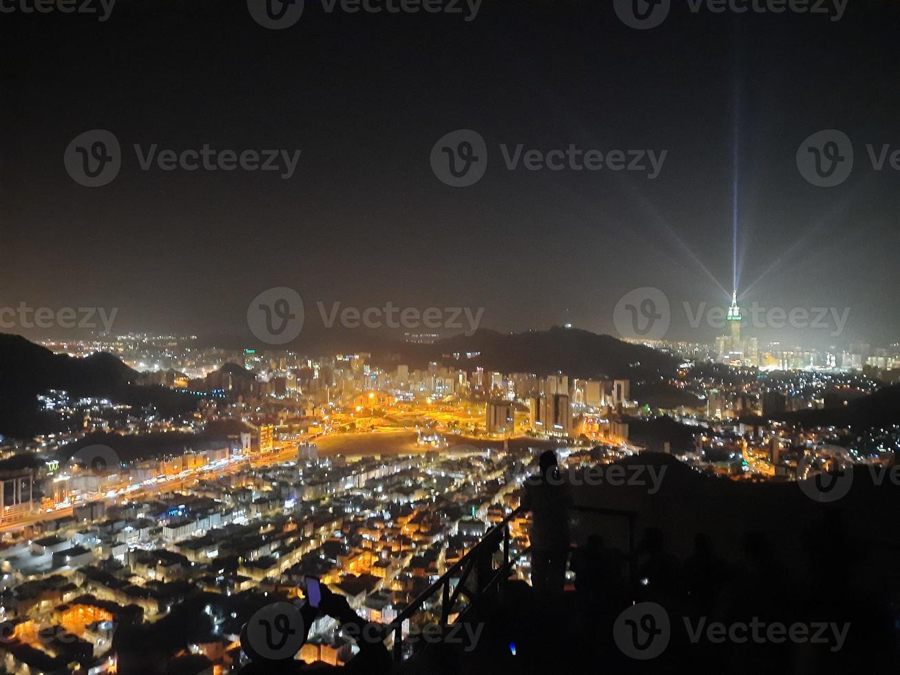 Beautiful view of Jabal  Al Noor mountain in Mecca. Hira Cave is located on the top of Jabal Al Noor mountain where visitors from all over the world come to visit. photo