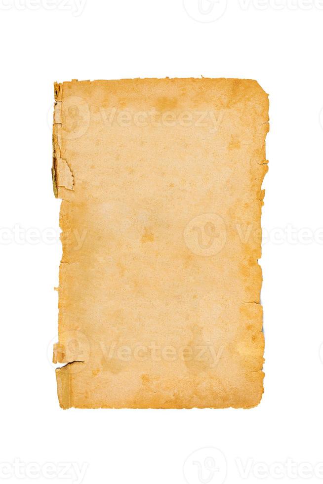 Old paper isolated on white background. Top view. photo