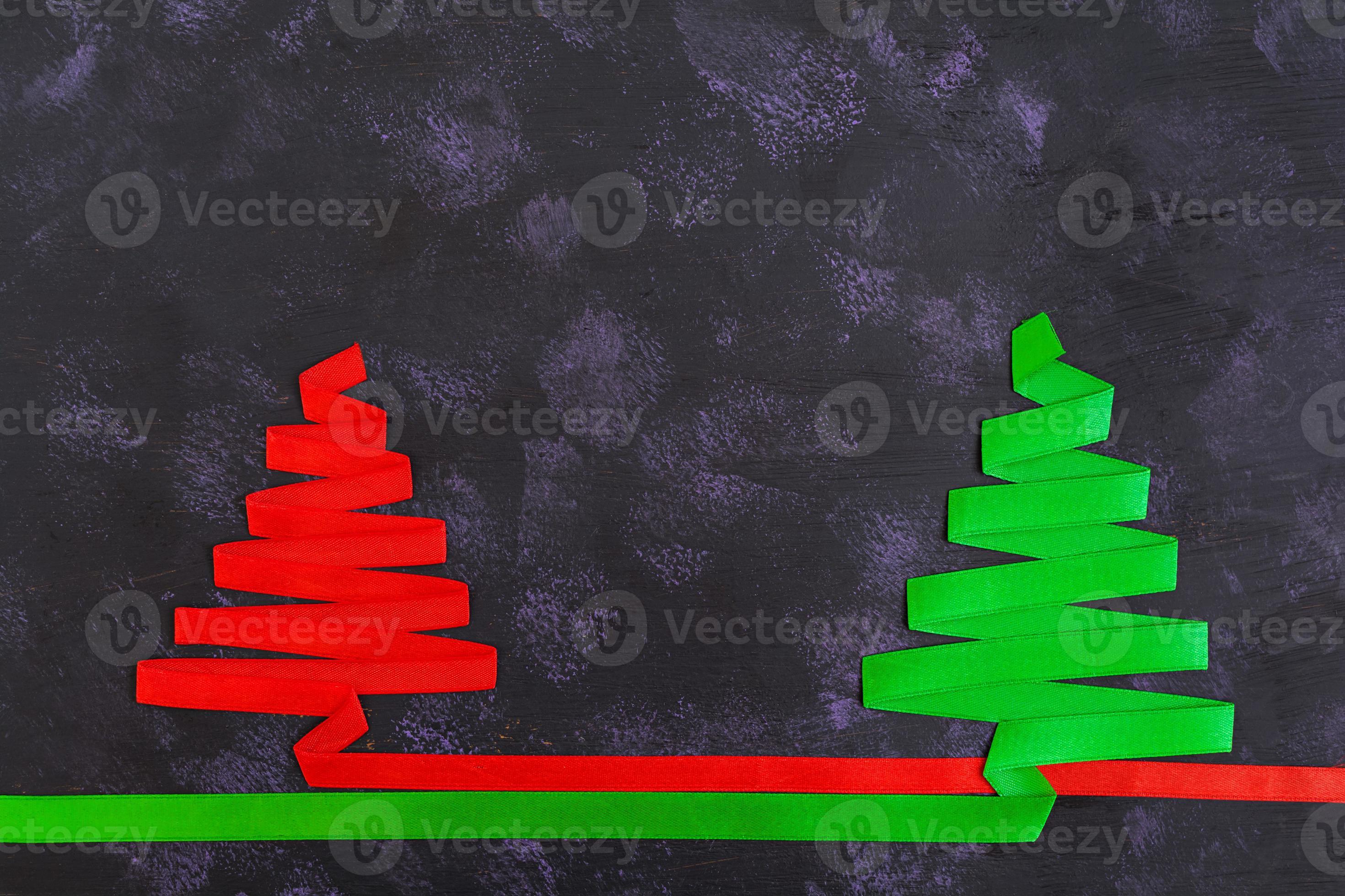 Christmas tree made of ribbon on dark background. 7590053 Stock Photo