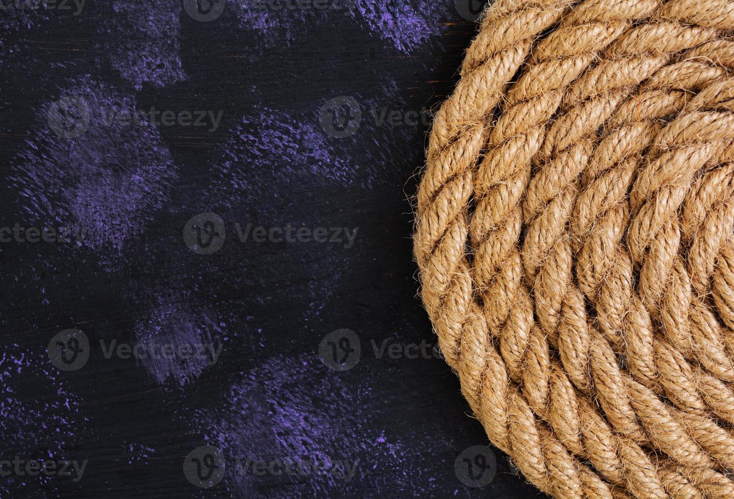 Rope on dark background. Top view photo