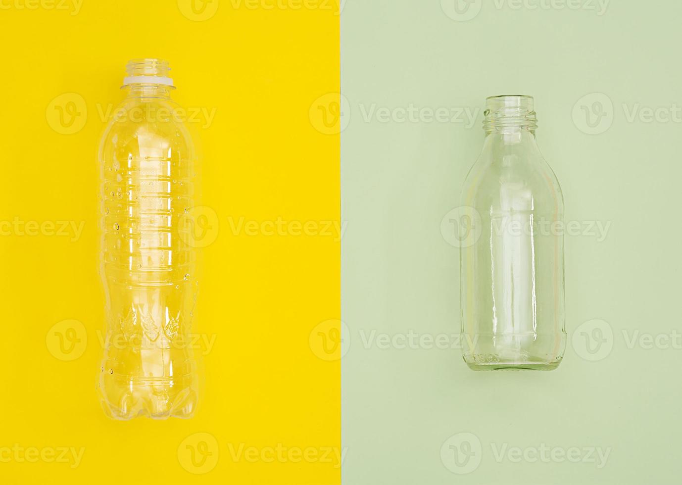 Sorting household waste for recycling. Recycling garbage concept. Top view photo