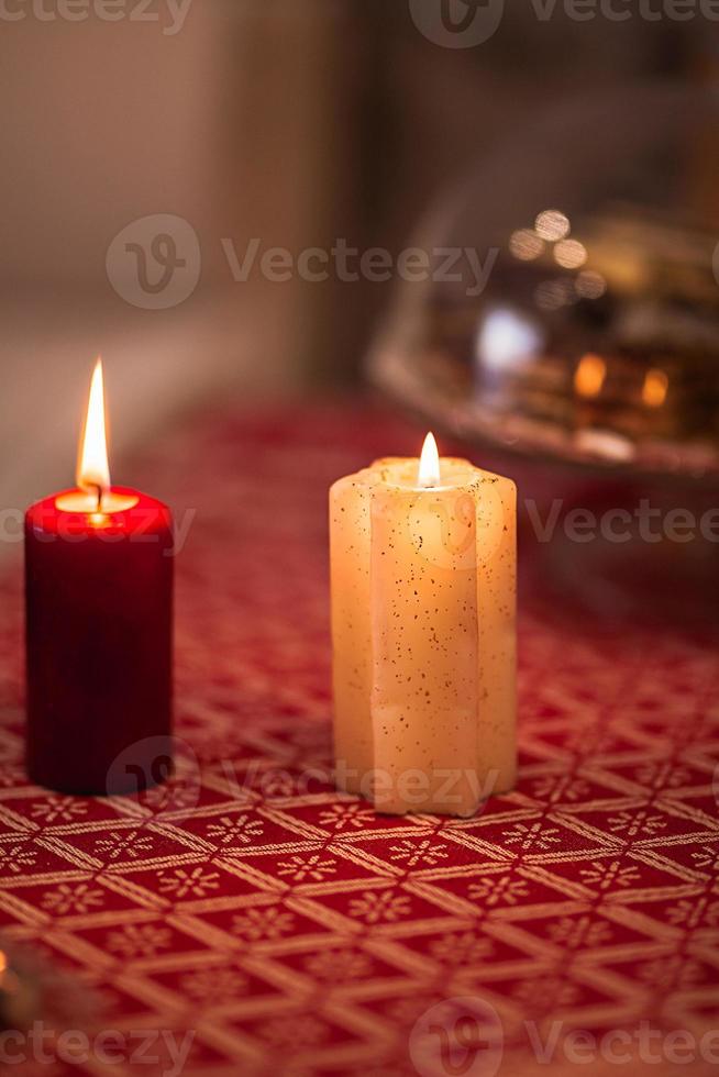 Christmas candles and cakes photo