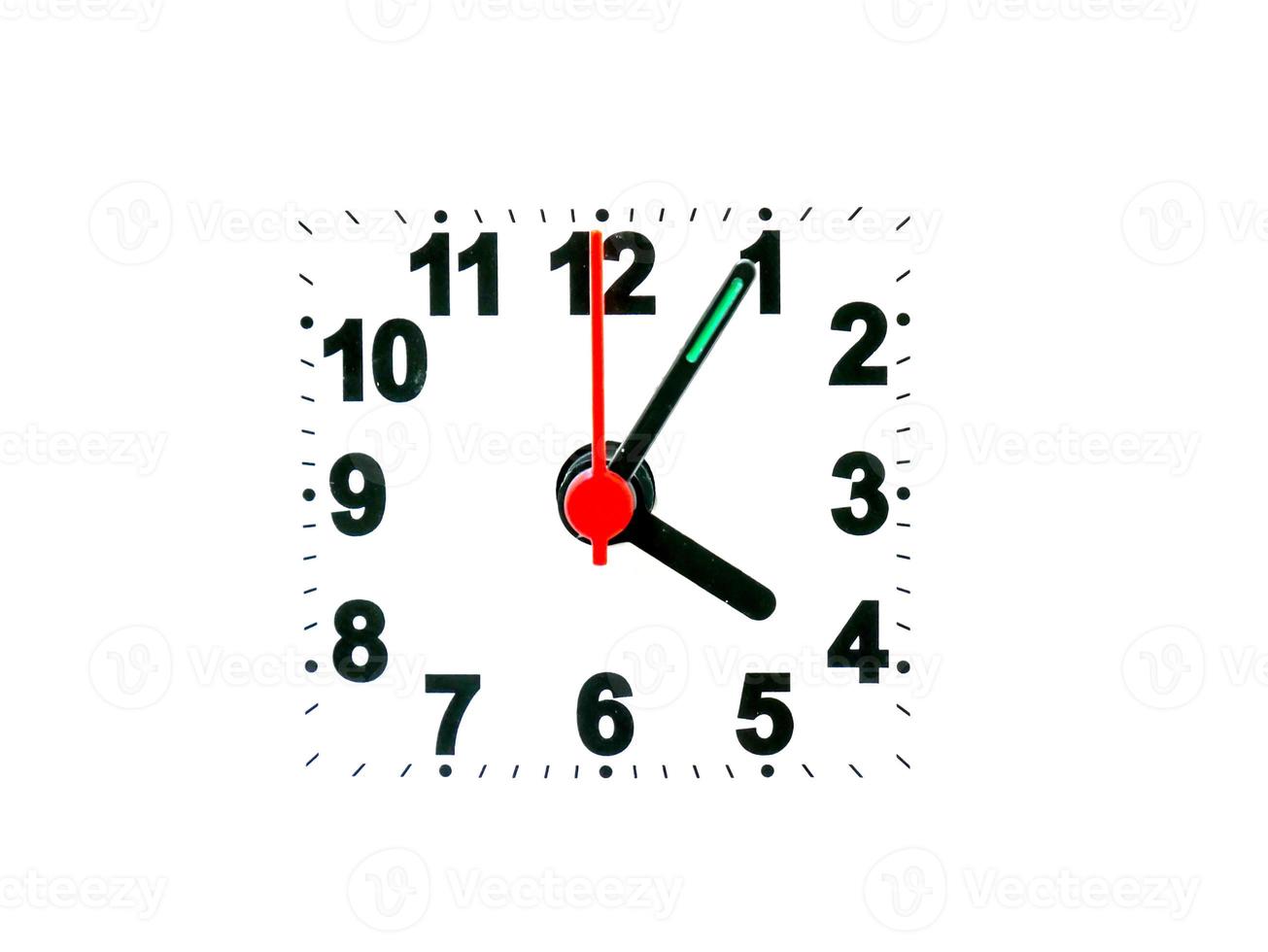 clock showing time on a white background photo