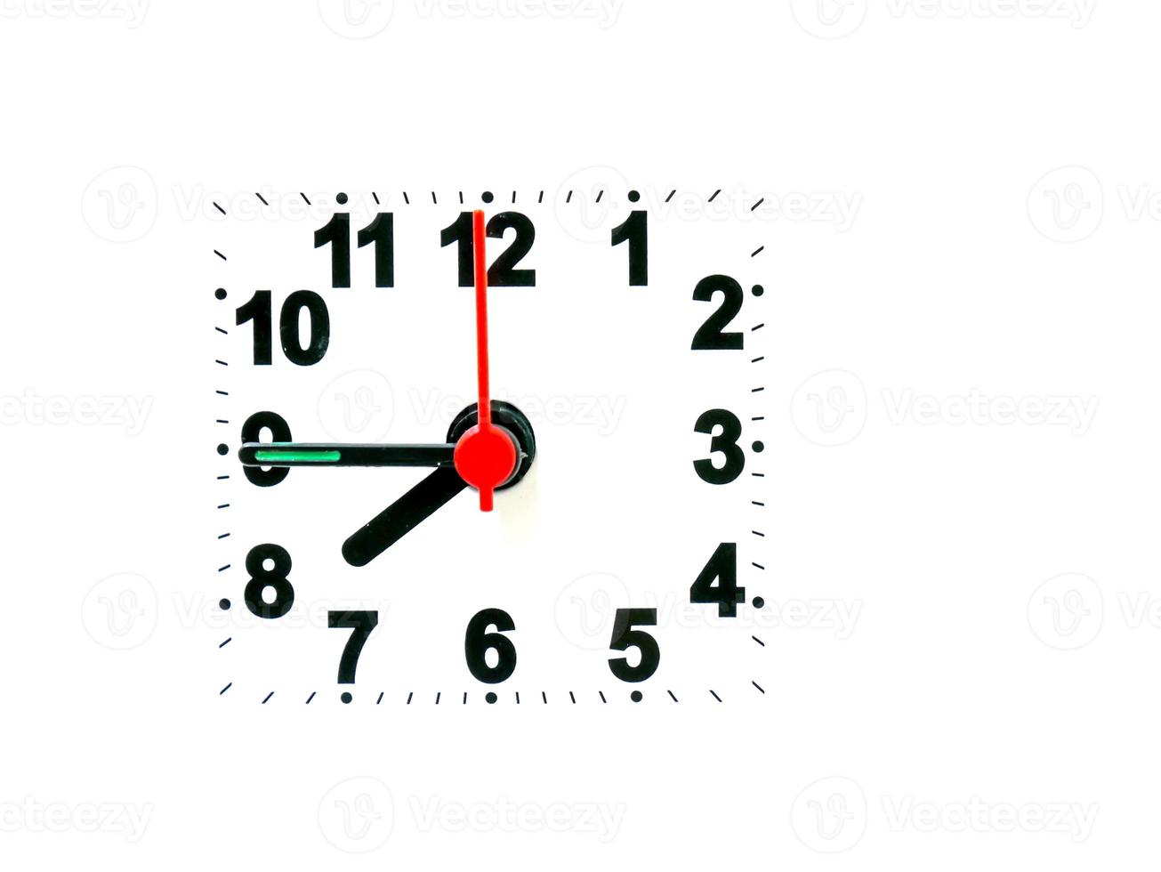 clock showing time on a white background photo