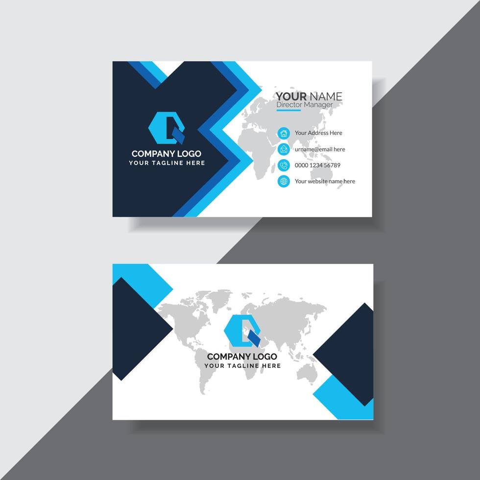 Blue and white abstract business card template vector