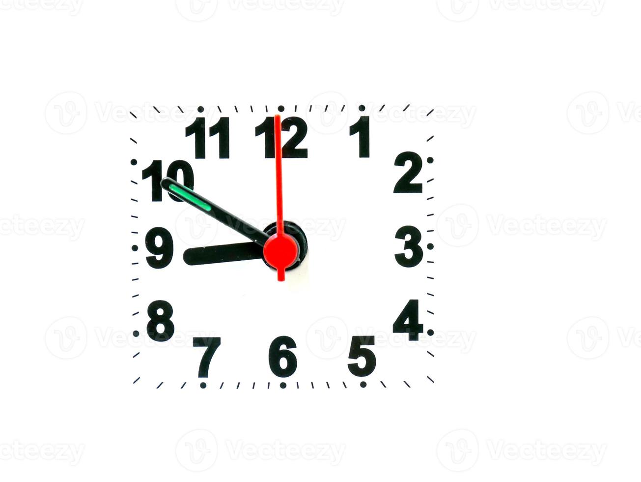 clock showing time on a white background photo