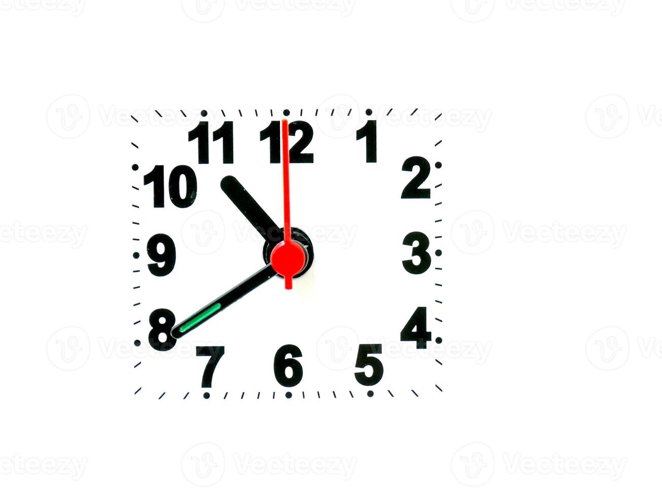 clock showing time on a white background photo