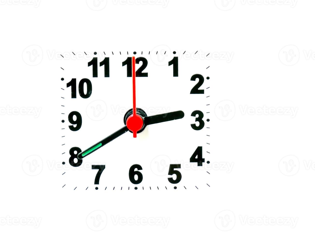 clock showing time on a white background photo