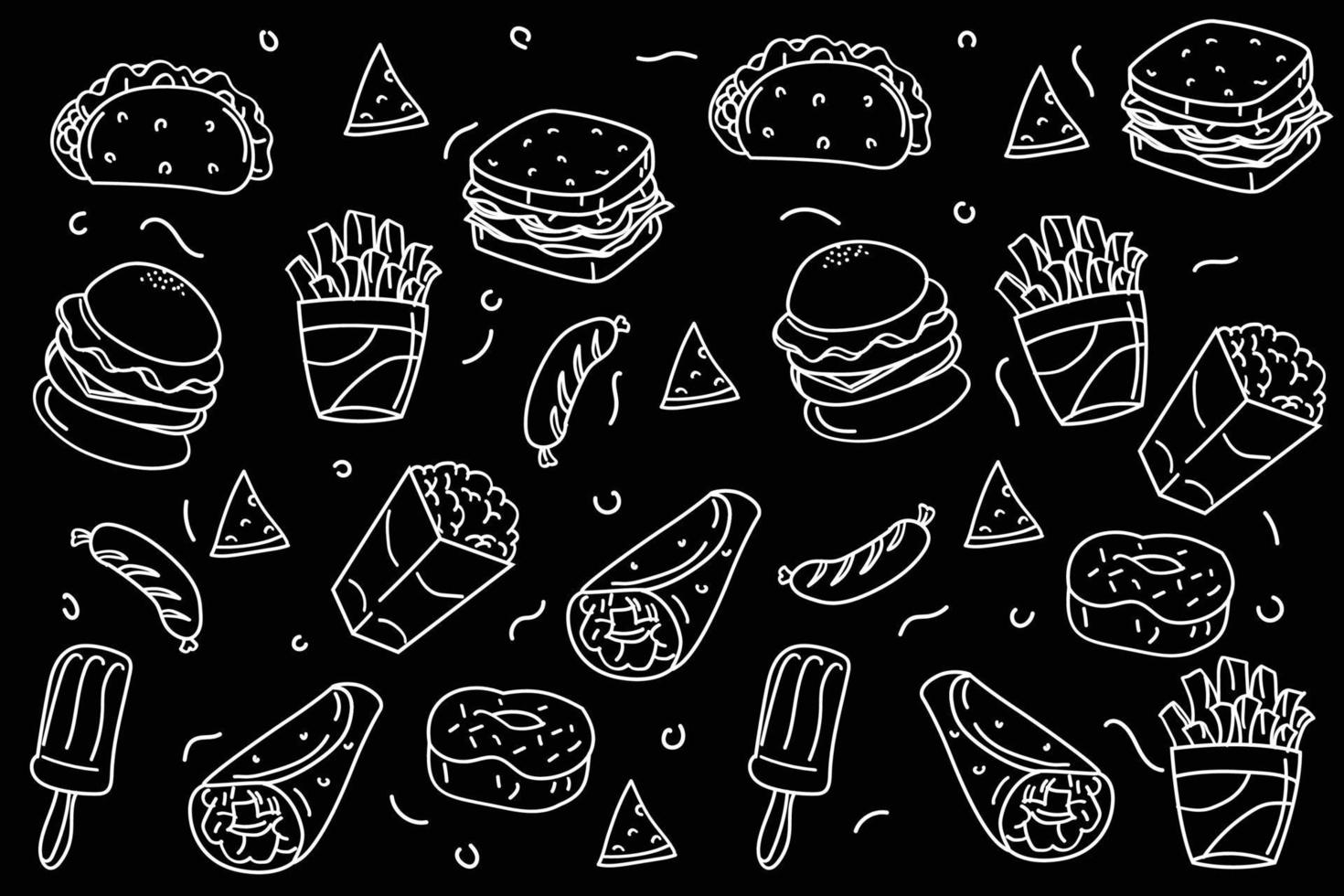 Hand Drawn Fast Food Decorative Background vector
