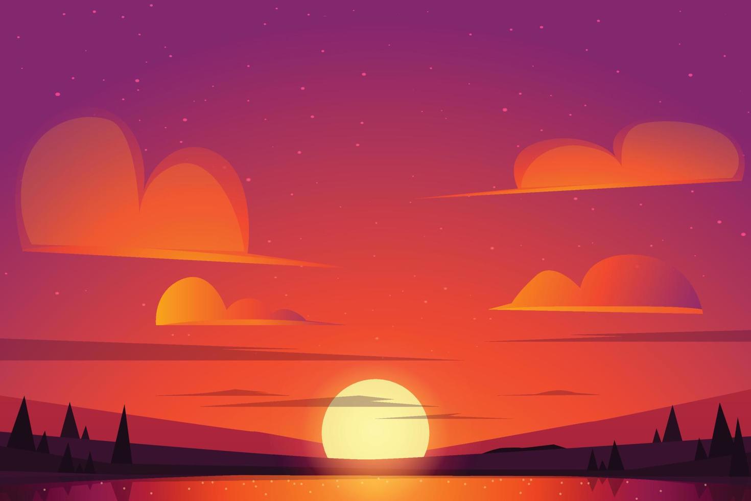 Vector Orange Landscape Illustration Free Vector