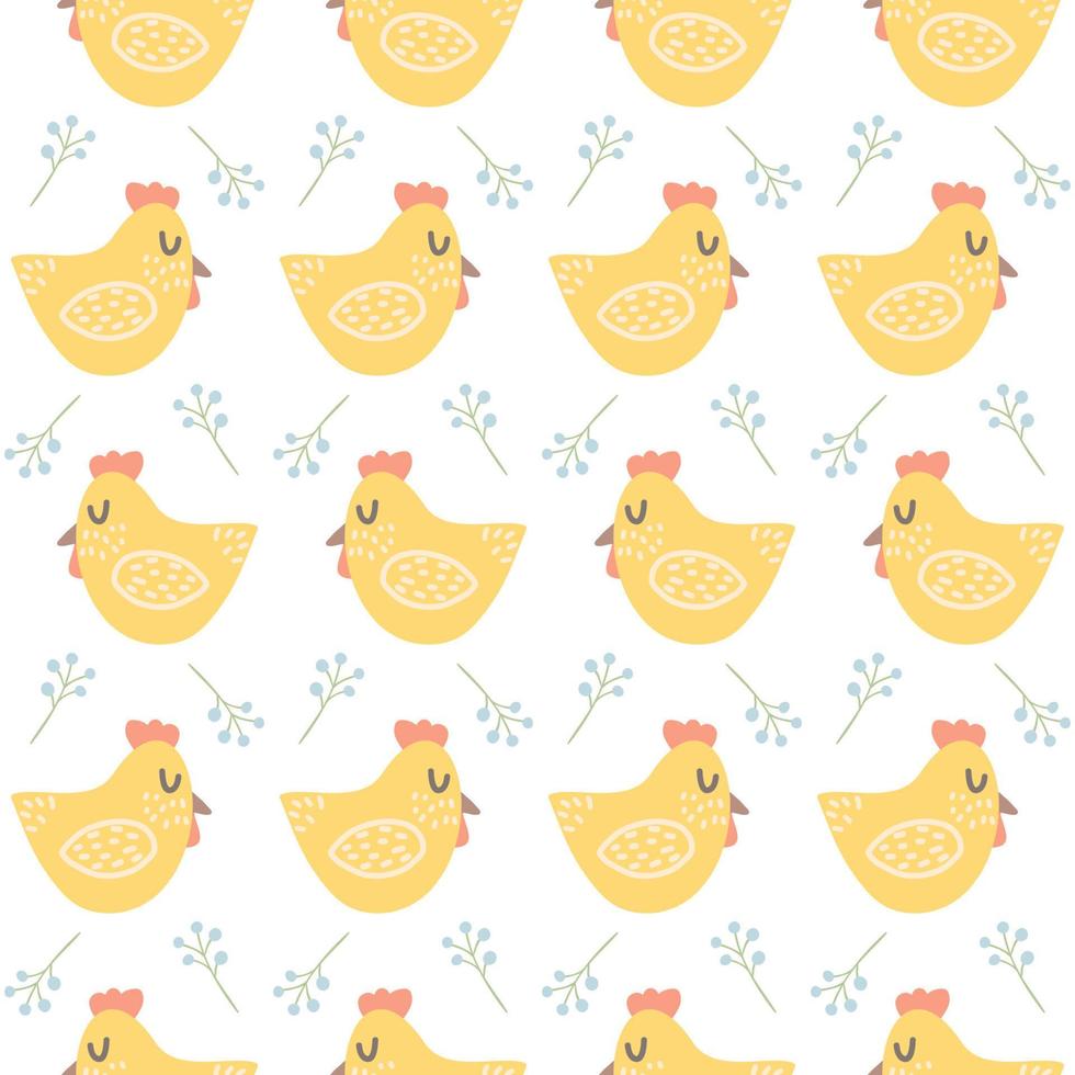 Chicken pattern. Cute hand drawn pattern for textiles, wallpapers, napkins. vector
