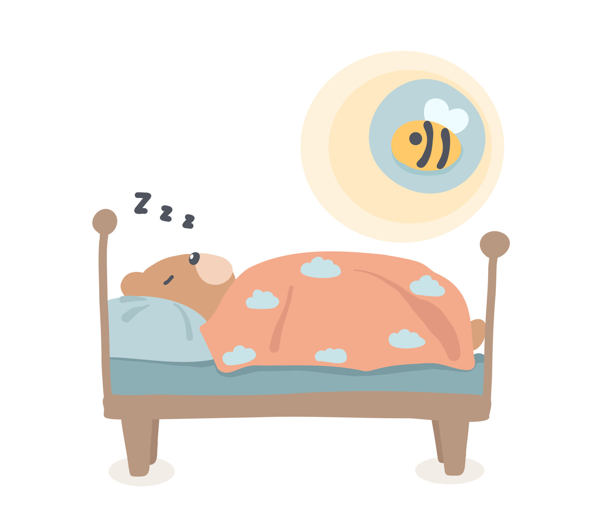 The bear sleeps in the bed. Children's illustration of a teddy bear for a  book, postcard, poster. 7591475 Vector Art at Vecteezy