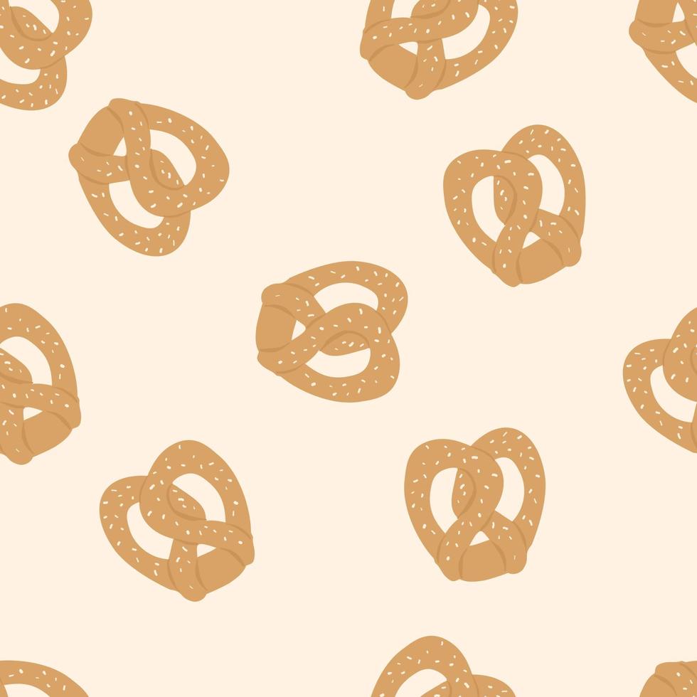 patrón de pretzels. pretzels en un patrón para textiles de cocina. fondo para cafetería, restaurante, menú. vector