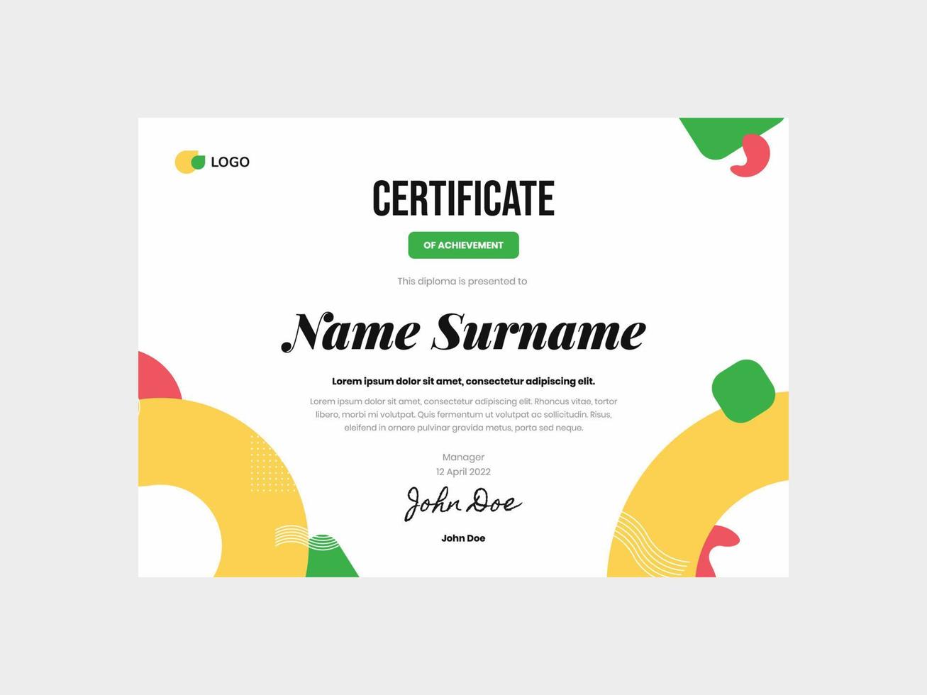 Colorful Youth Minimalist Simple Modern Certificate Template vector