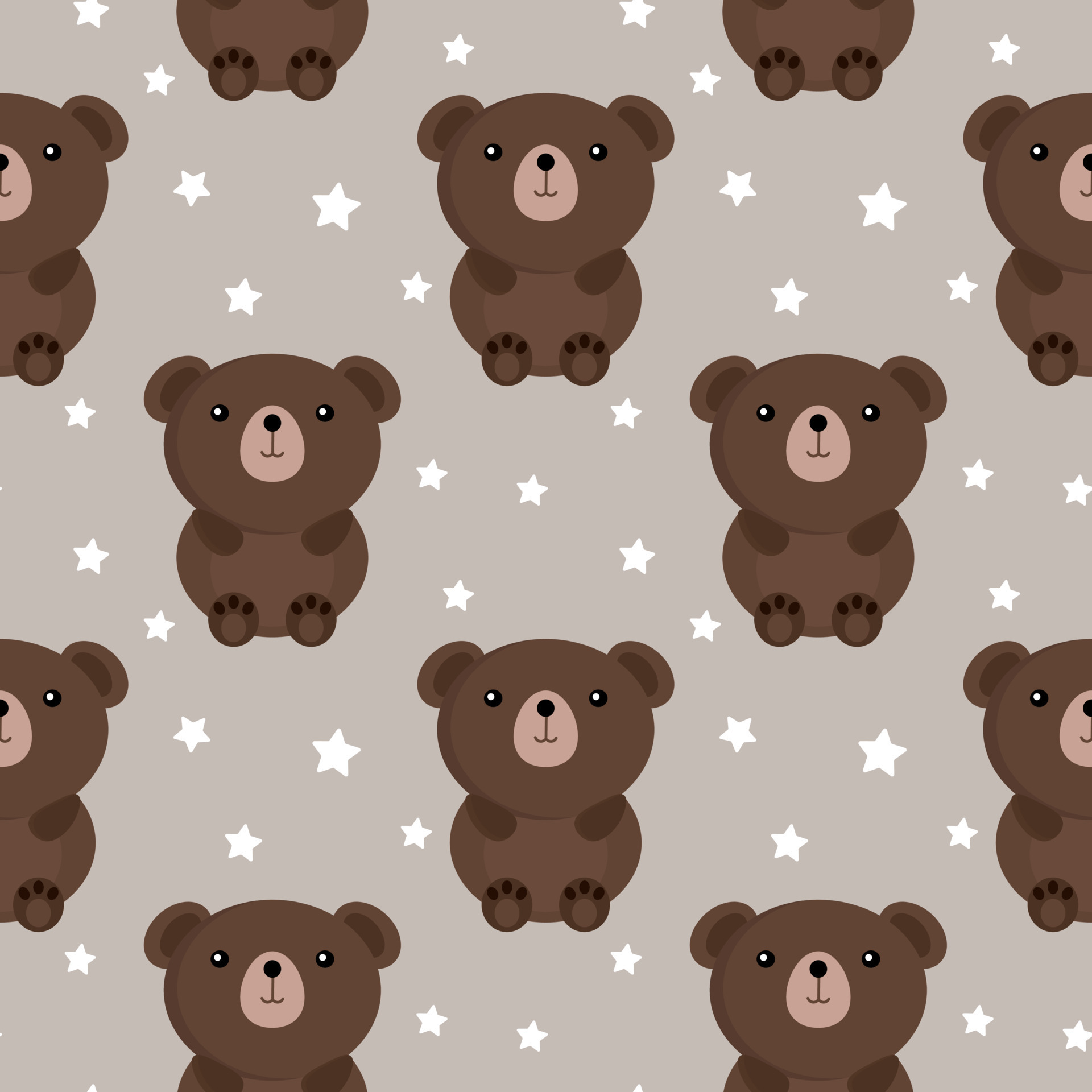 Seamless pattern, cute bear cubs on a gray background with small stars.  Children's print, textile, wallpaper, decor for packaging 7591585 Vector  Art at Vecteezy