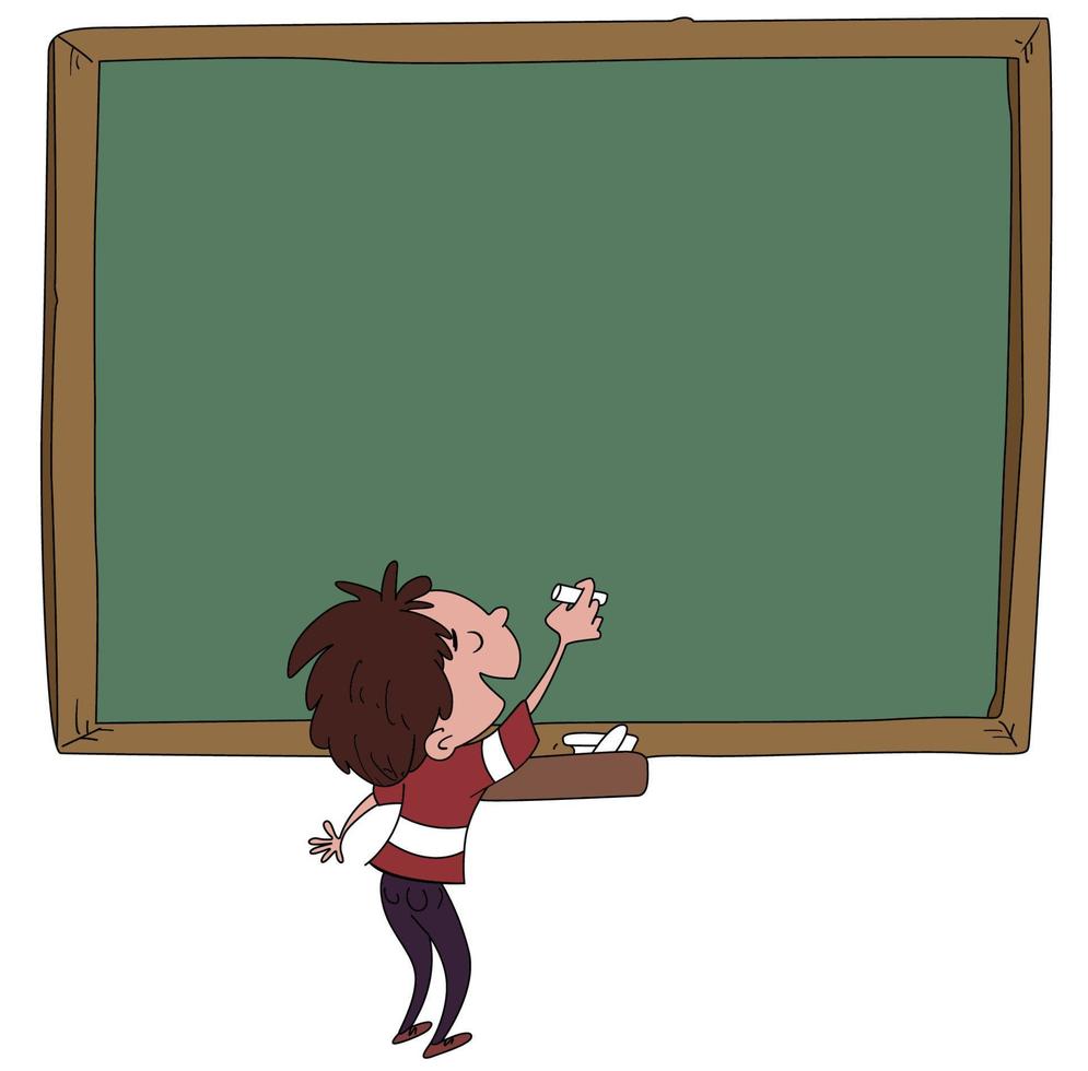 Boy writing on a blackboard vector