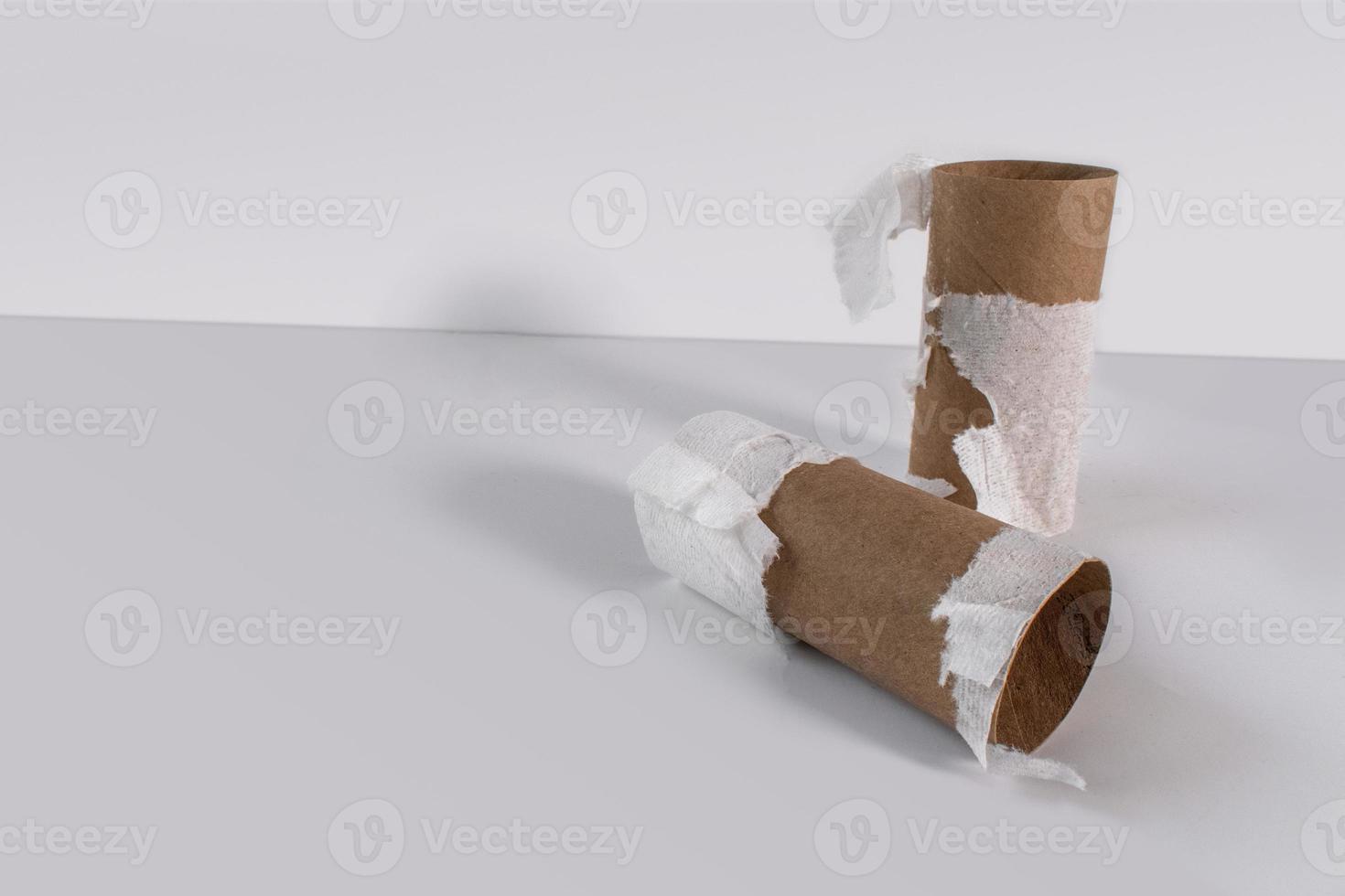 running out of supplies with top view of empty toilet paper rolls