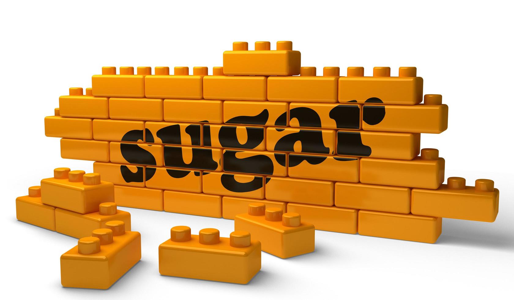 sugar word on yellow brick wall photo