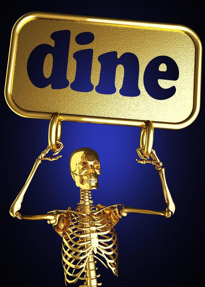 dine word and golden skeleton photo