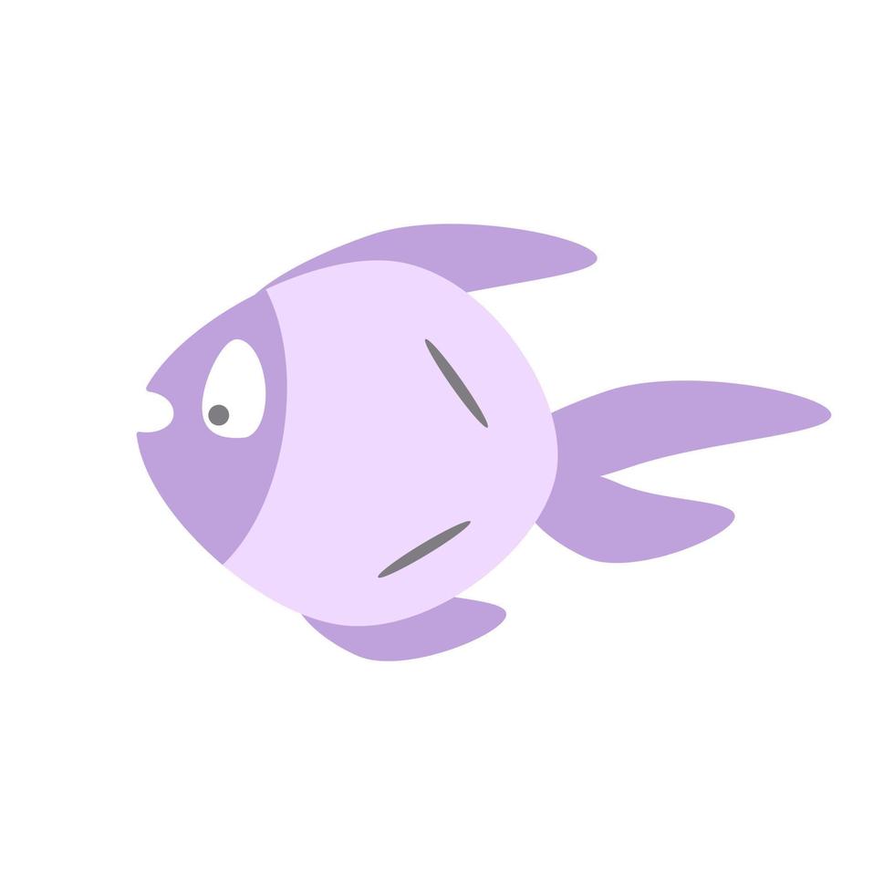 Cute purple fish vector