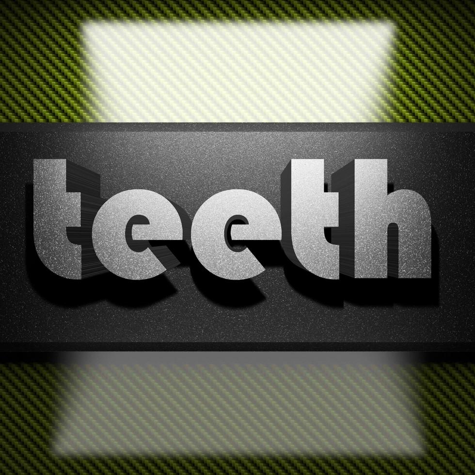 teeth word of iron on carbon photo