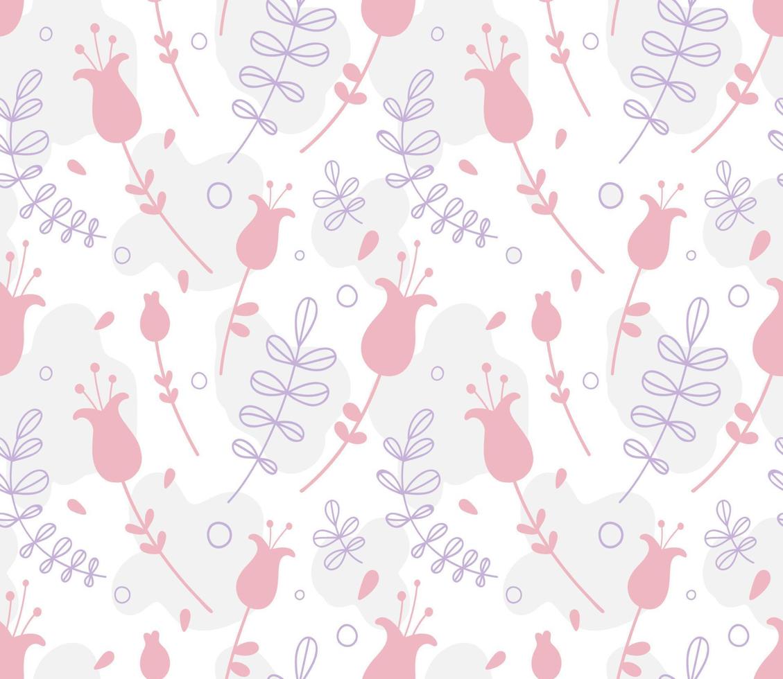 Floral seamless pattern with doodle flowers. vector